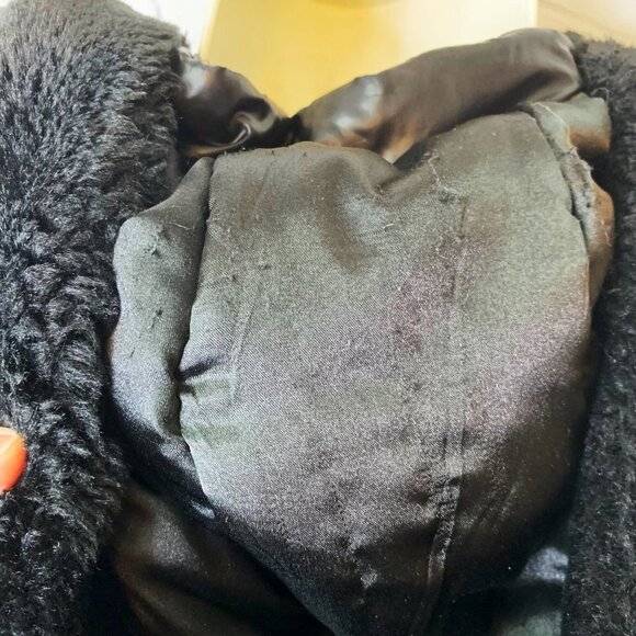 BEBE BLACK HOODED LACE GATHERED PUFFER VEST - M - Picture 7 of 8